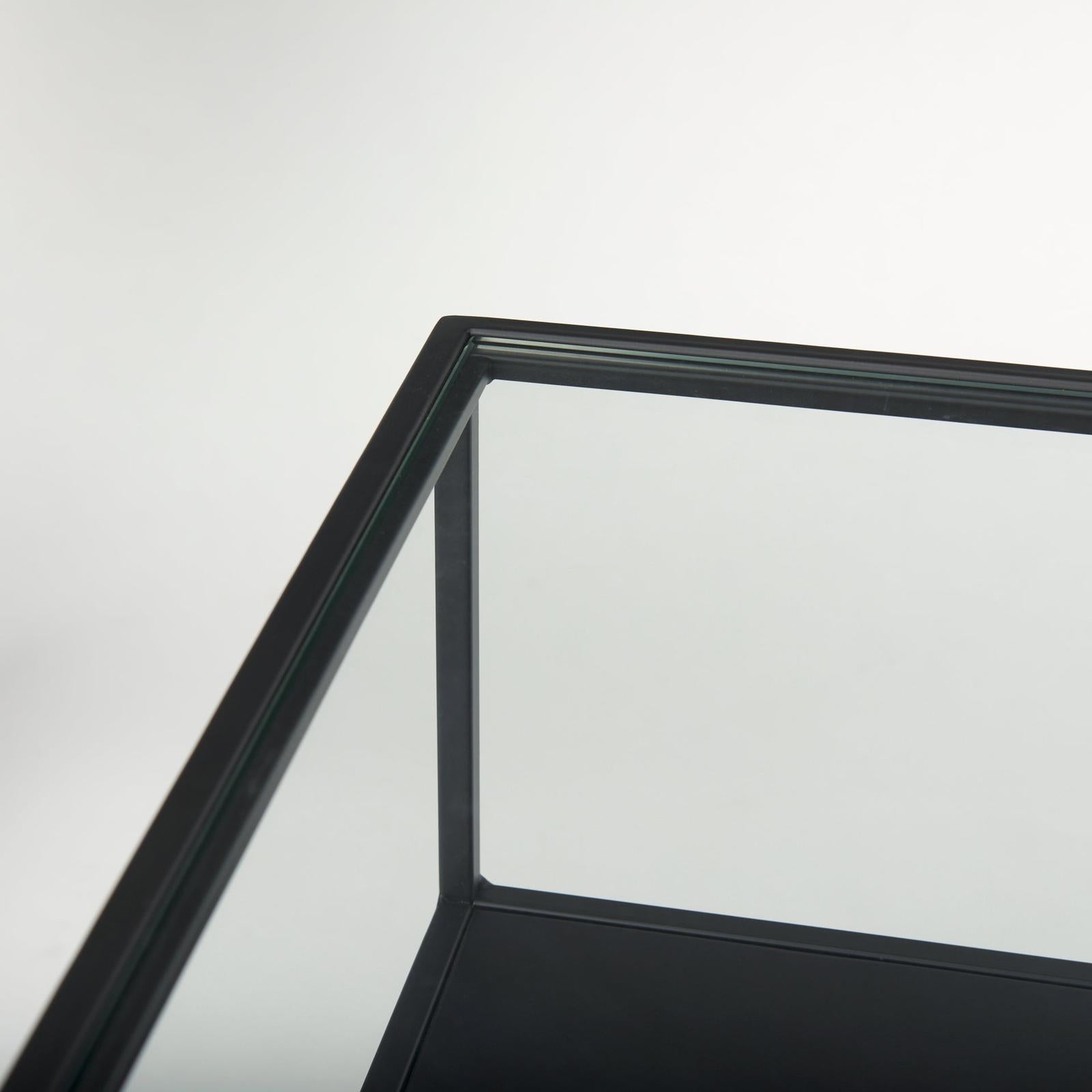 Mercana Samson Side Table Matte Black Metal and Glass