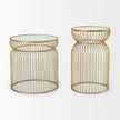 Mercana Shani Round Metal w/ Glass Accent Tables- Set of 2 Clearance