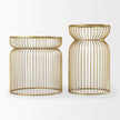 Mercana Shani Round Metal w/ Glass Accent Tables- Set of 2 Clearance