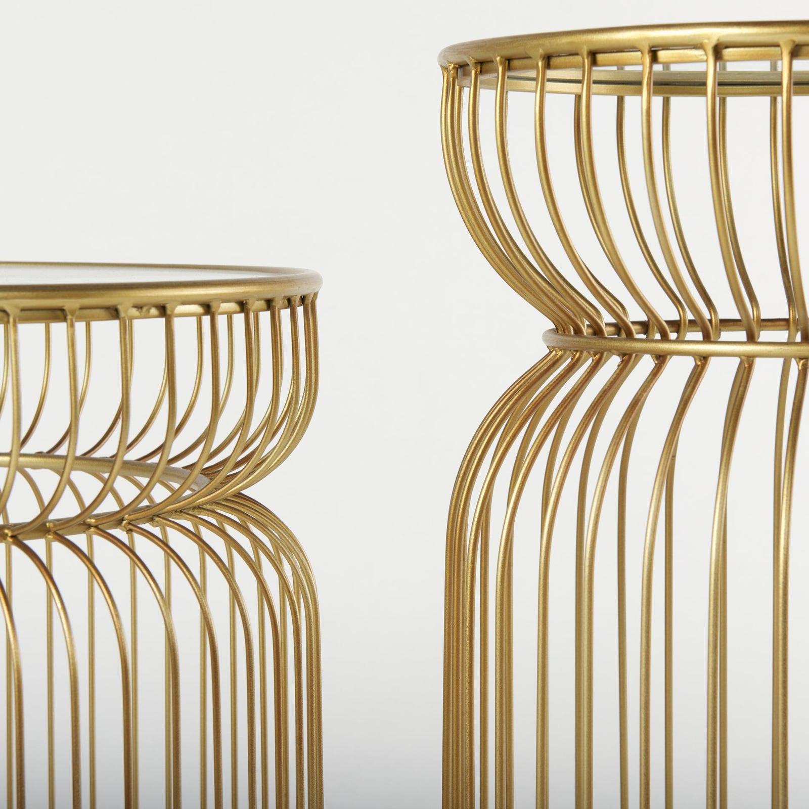 Mercana Shani Round Metal w/ Glass Accent Tables- Set of 2 Clearance