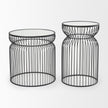 Mercana Shani Round Metal w/ Glass Accent Tables- Set of 2 Clearance