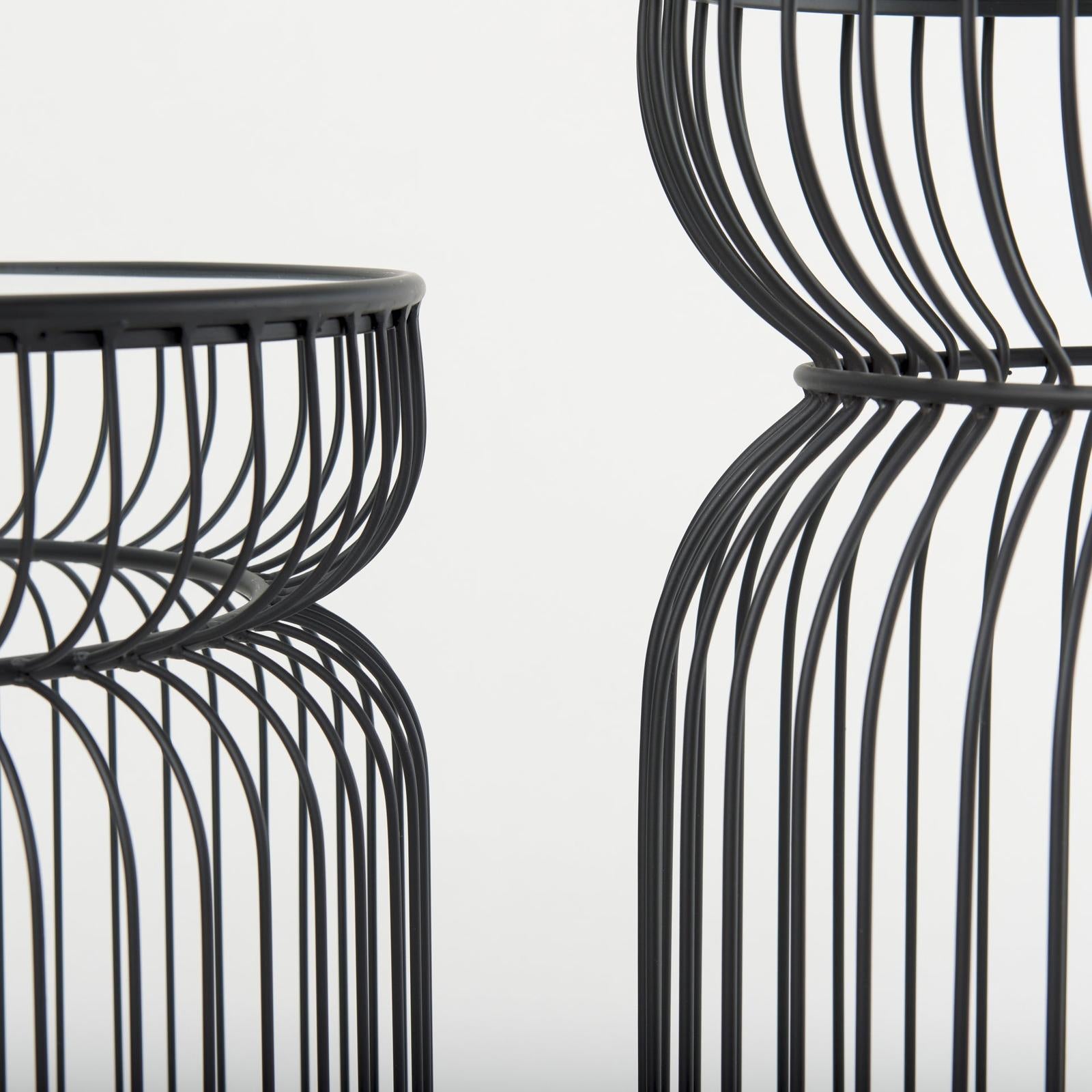 Mercana Shani Round Metal w/ Glass Accent Tables- Set of 2 Clearance