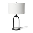 Mercana Sarah Arched Black Metal W/Marble Cube and White Shade Table Lamp Clearance