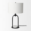 Mercana Sarah Arched Black Metal W/Marble Cube and White Shade Table Lamp Clearance