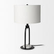 Mercana Sarah Arched Black Metal W/Marble Cube and White Shade Table Lamp Clearance