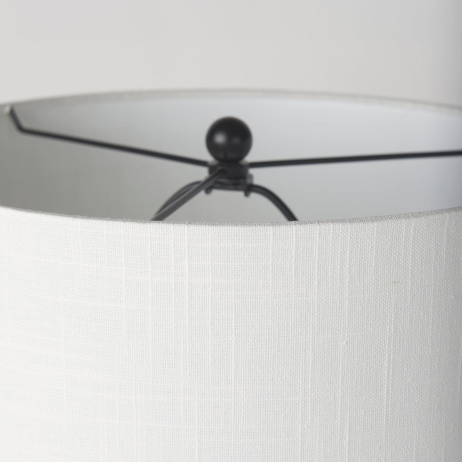 Mercana Sarah Arched Black Metal W/Marble Cube and White Shade Table Lamp Clearance