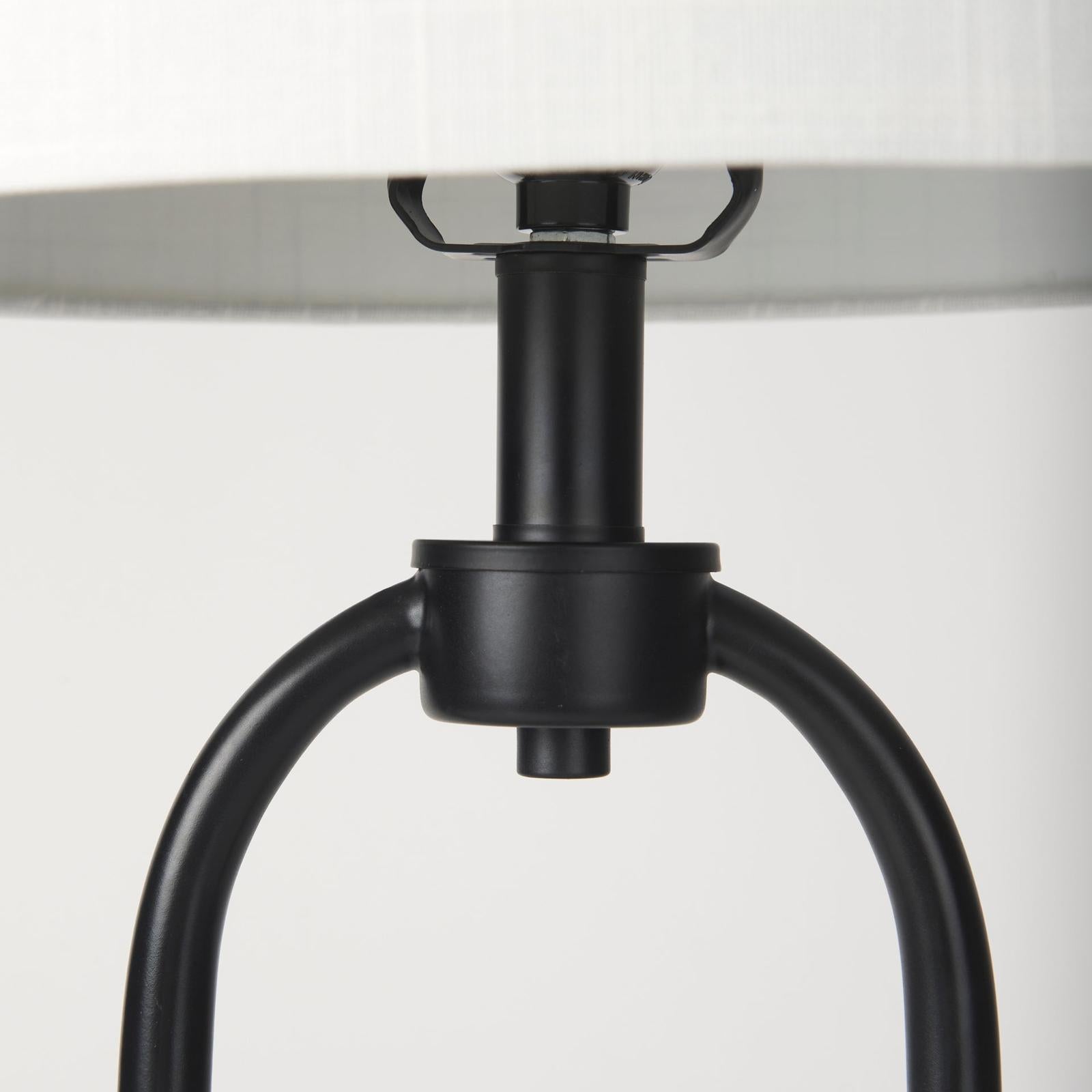 Mercana Sarah Arched Black Metal W/Marble Cube and White Shade Table Lamp Clearance