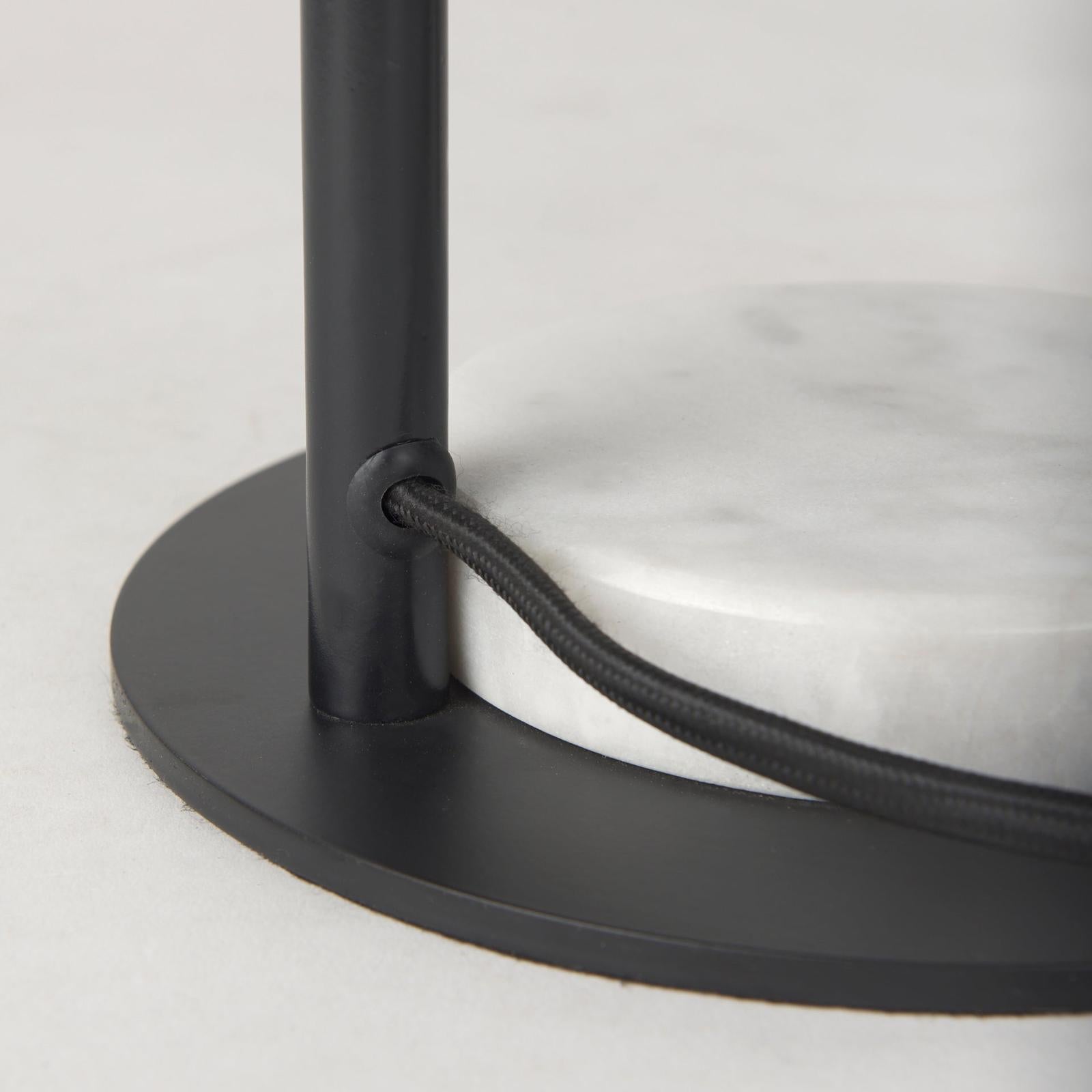 Mercana Sarah Arched Black Metal W/Marble Cube and White Shade Table Lamp Clearance