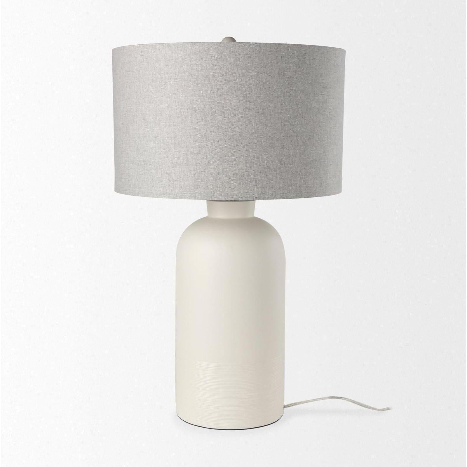 Mercana Cato Cream Base W/White Shade Table Lamp Clearance