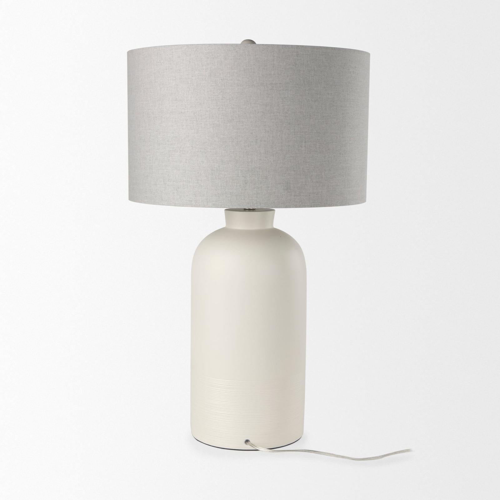 Mercana Cato Cream Base W/White Shade Table Lamp Clearance