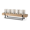 Mercana Benk Wood and Black Metal Five Cup Candle Holder Clearance