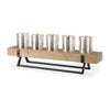 Mercana Benk Wood and Black Metal Five Cup Candle Holder Clearance