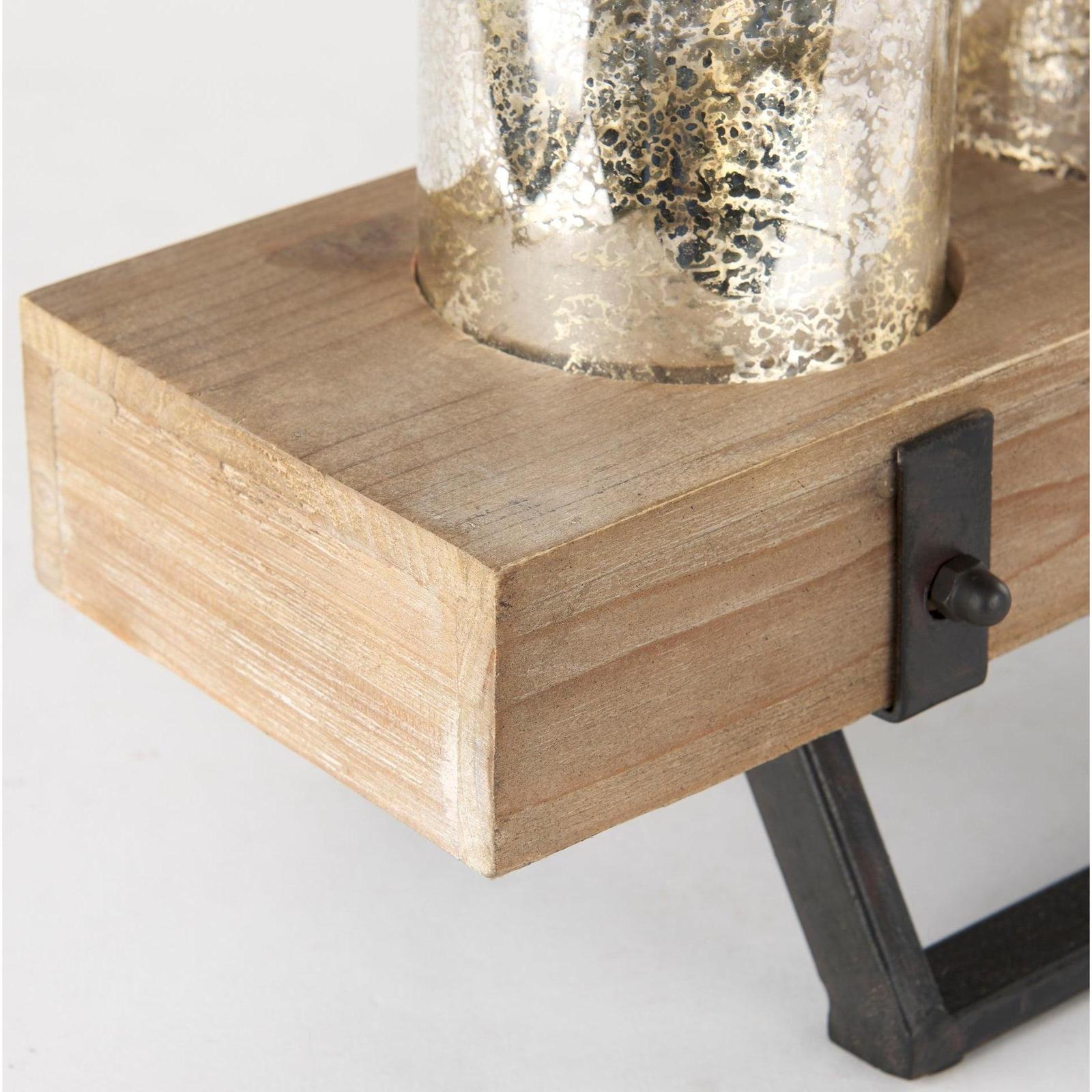 Mercana Benk Wood and Black Metal Five Cup Candle Holder Clearance