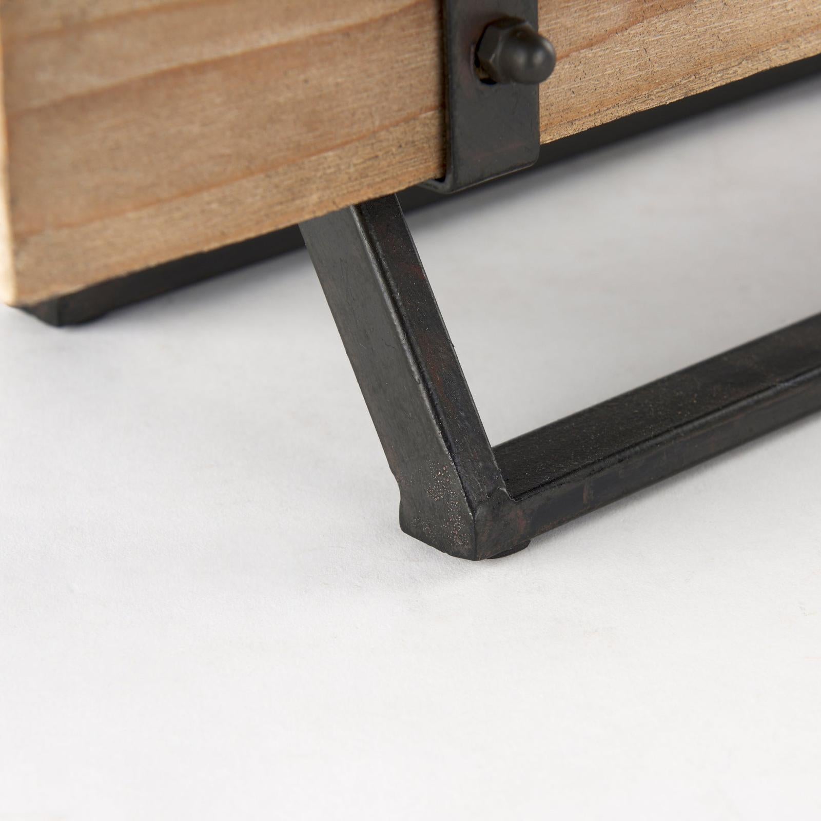 Mercana Benk Wood and Black Metal Five Cup Candle Holder Clearance