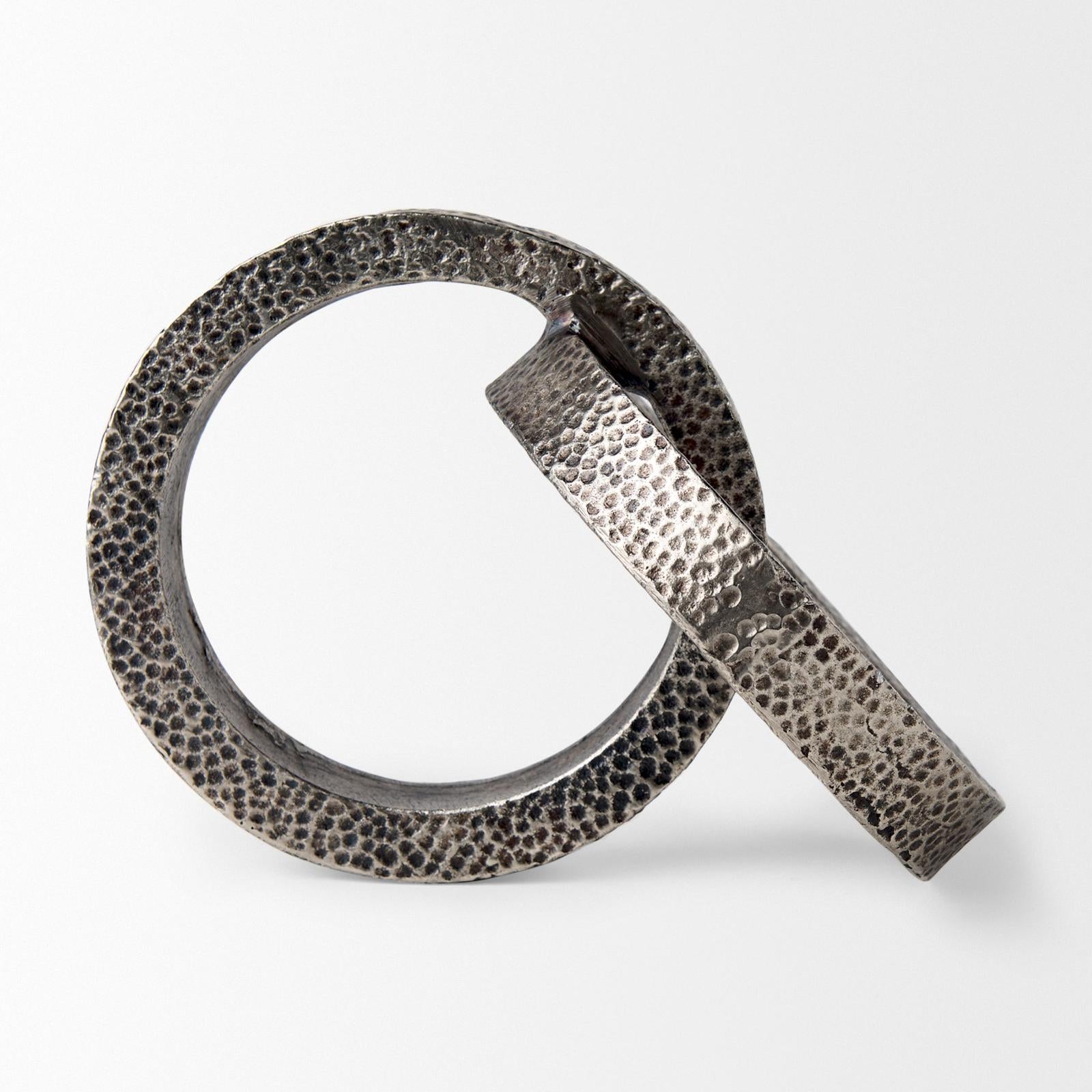 Mercana Rafiki Two Blackened Hammered Finish Metal Conjoined Circles