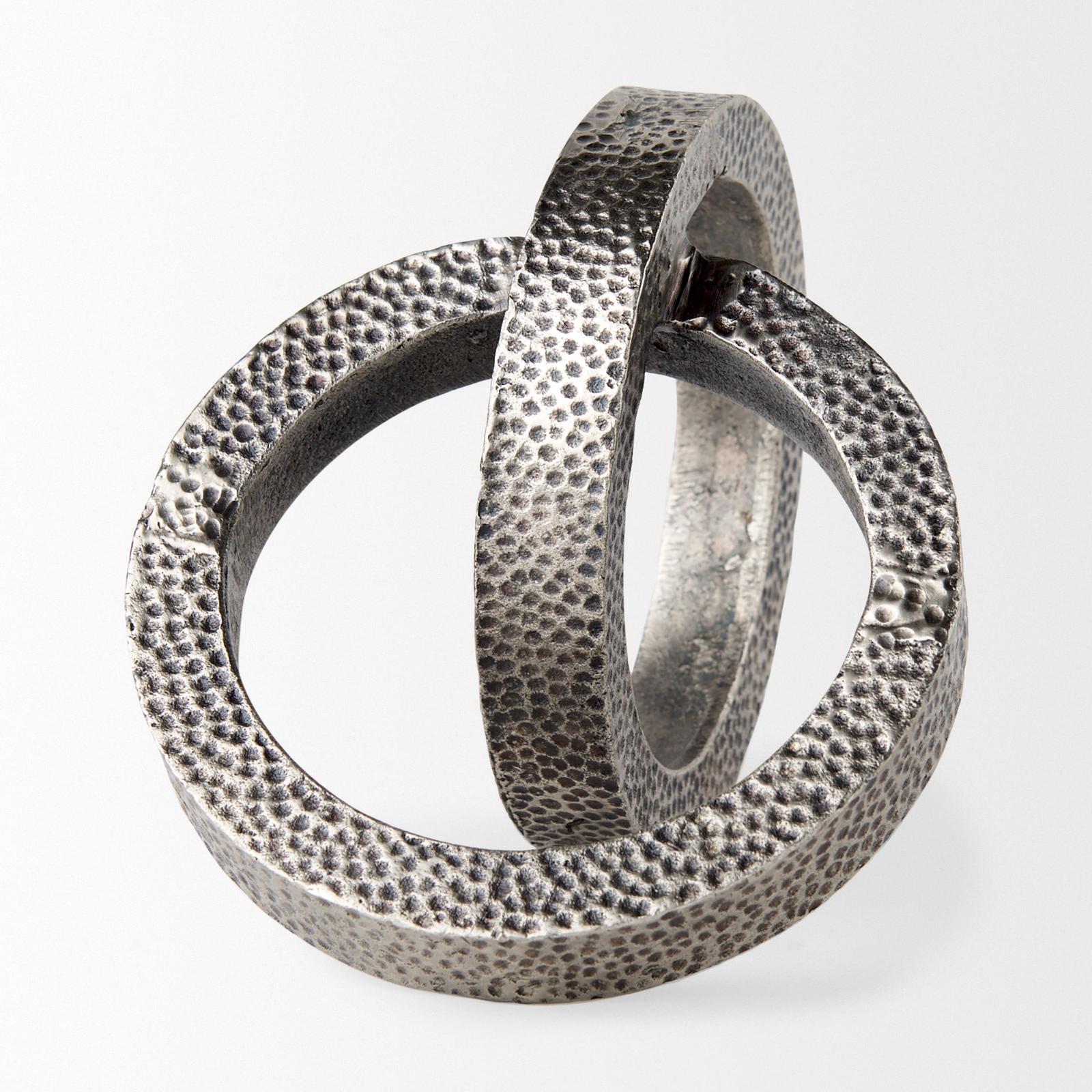 Mercana Rafiki Two Blackened Hammered Finish Metal Conjoined Circles