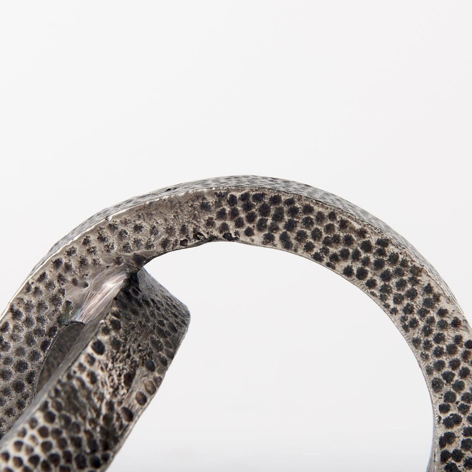 Mercana Rafiki Two Blackened Hammered Finish Metal Conjoined Circles
