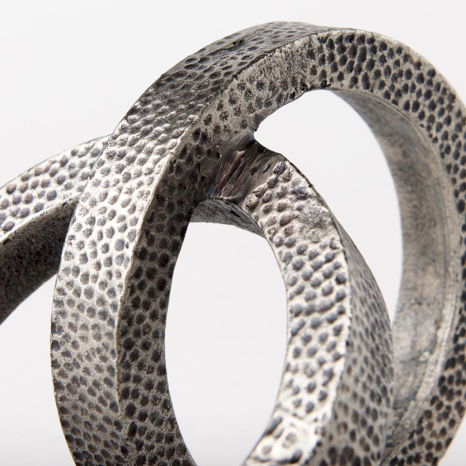 Mercana Rafiki Two Blackened Hammered Finish Metal Conjoined Circles