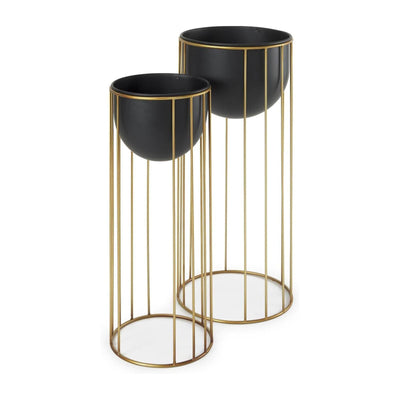 Mercana Danica Matte Black Metal Plant Stands - Set of 2 Clearance