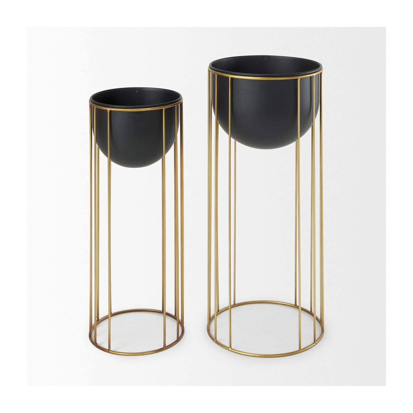 Mercana Danica Matte Black Metal Plant Stands - Set of 2 Clearance