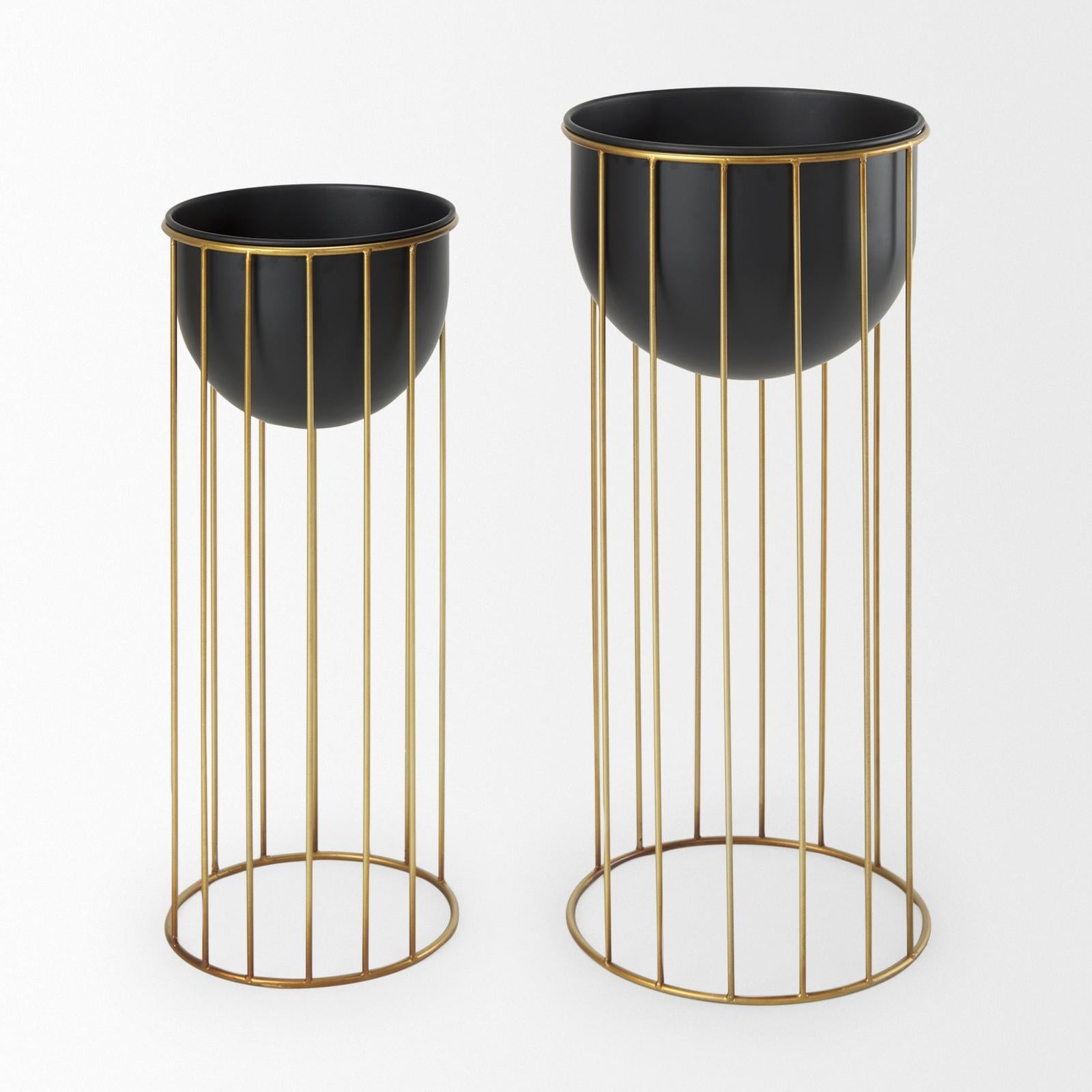 Mercana Danica Matte Black Metal Plant Stands - Set of 2 Clearance