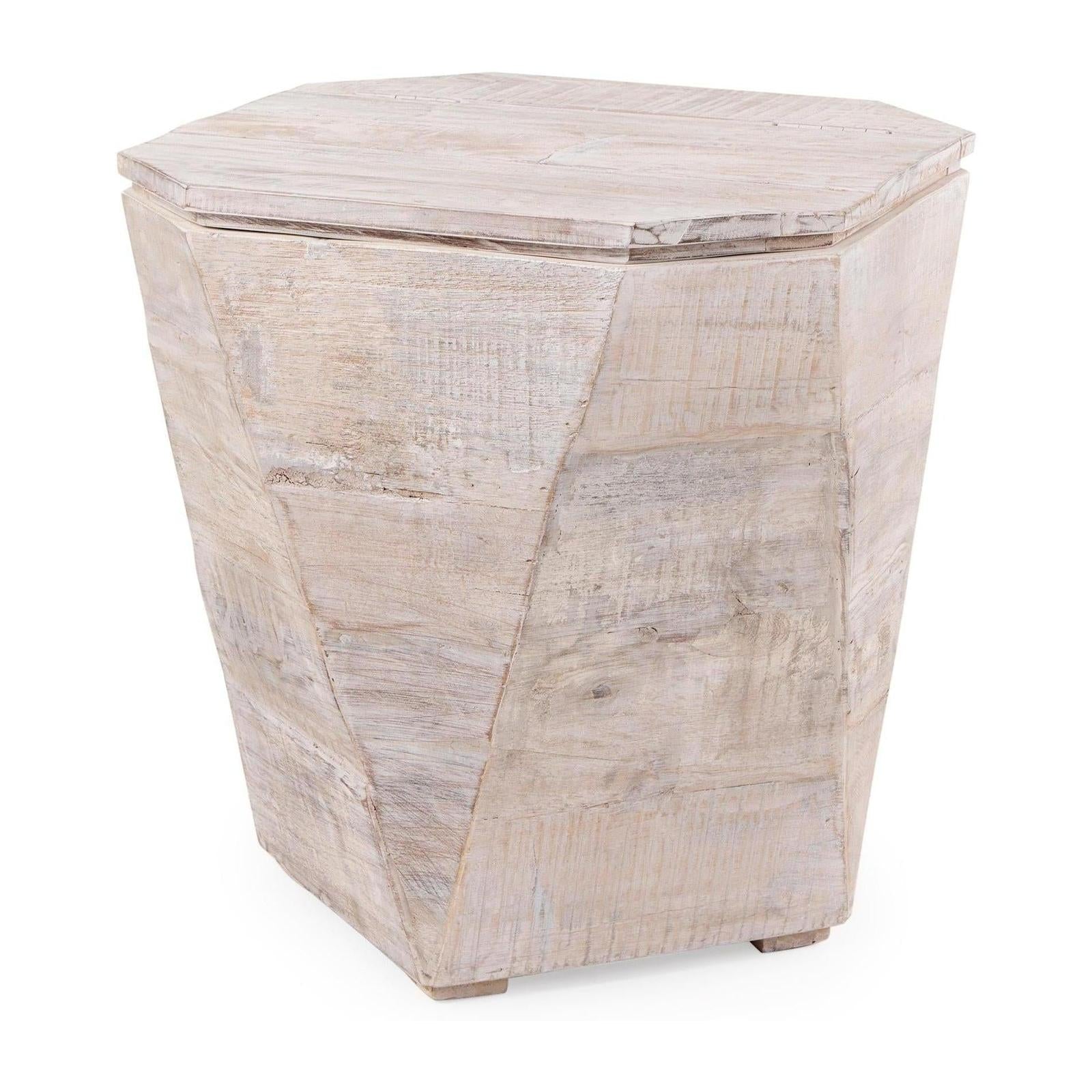 Mercana Esagono Octagonal Reclaimed Wood End/Side Table w/ Storage Clearance