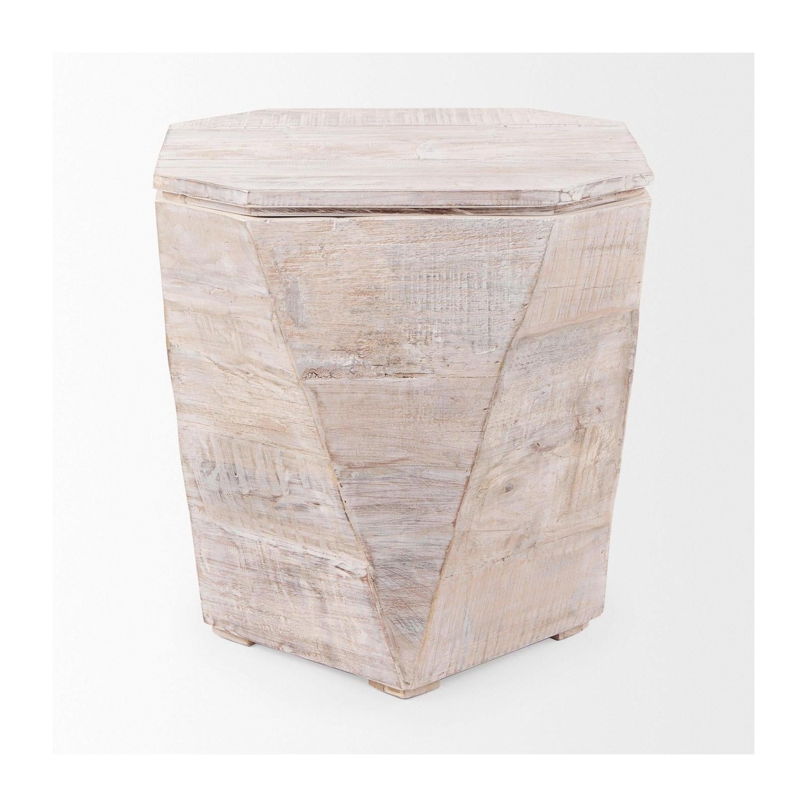 Mercana Esagono Octagonal Reclaimed Wood End/Side Table w/ Storage Clearance