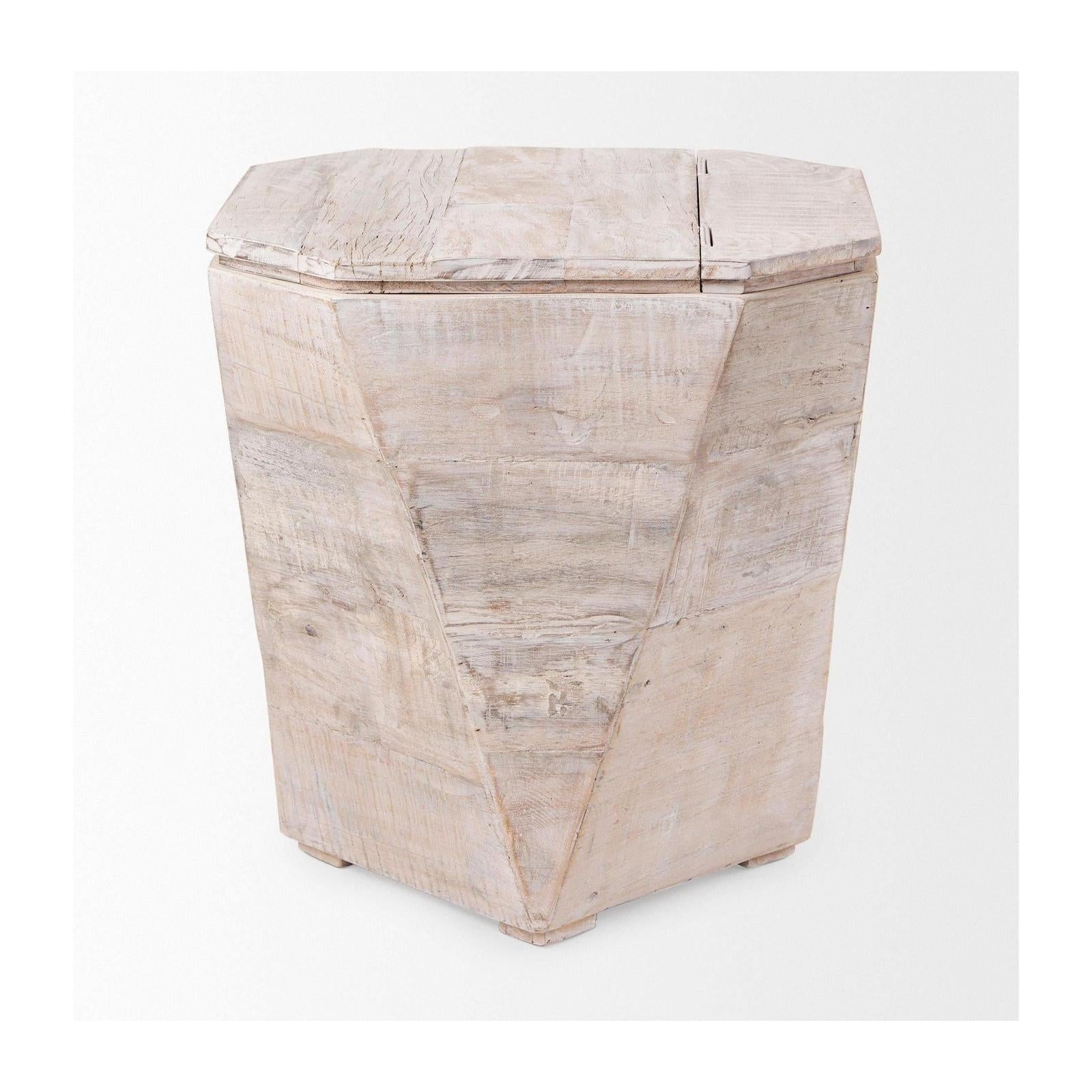 Mercana Esagono Octagonal Reclaimed Wood End/Side Table w/ Storage Clearance