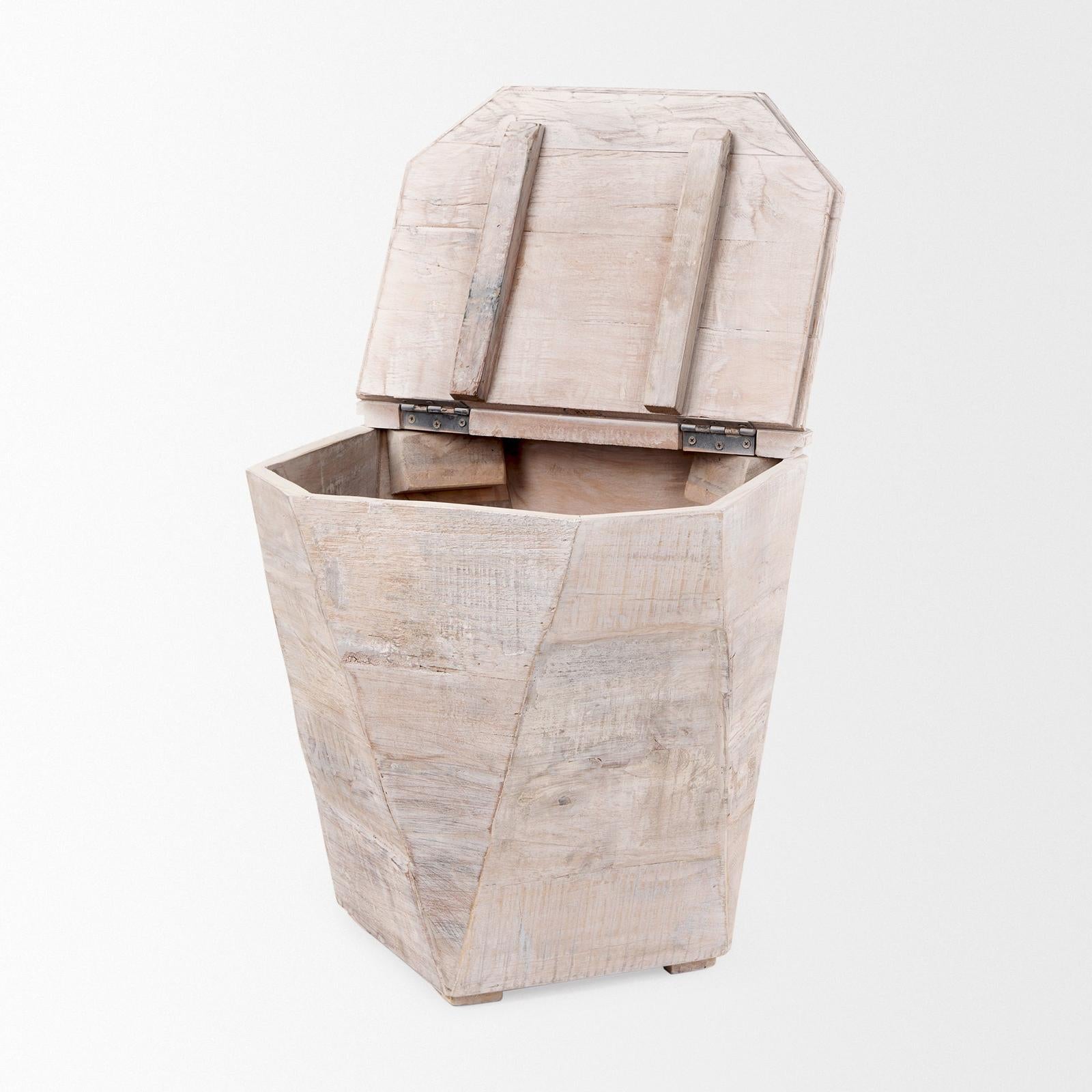 Mercana Esagono Octagonal Reclaimed Wood End/Side Table w/ Storage Clearance