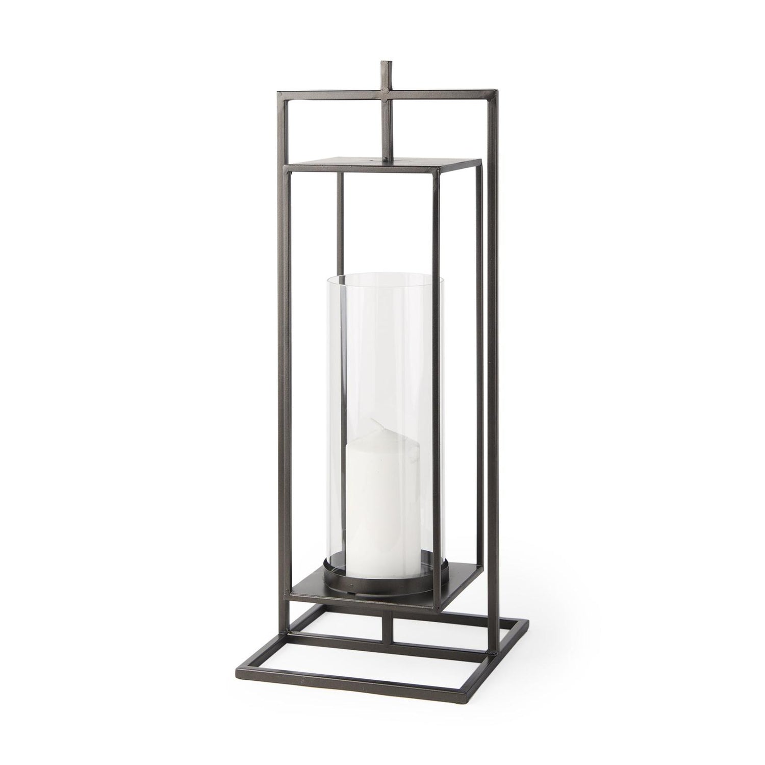 Mercana Albus I Large Black Metal Rectangular Table Candle Holder
