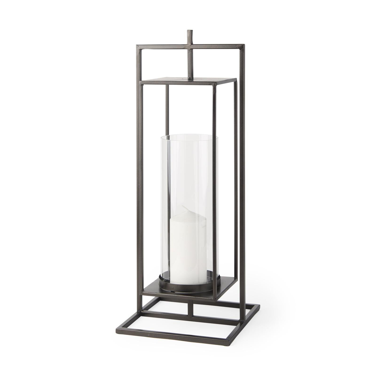 Mercana Albus I Large Black Metal Rectangular Table Candle Holder