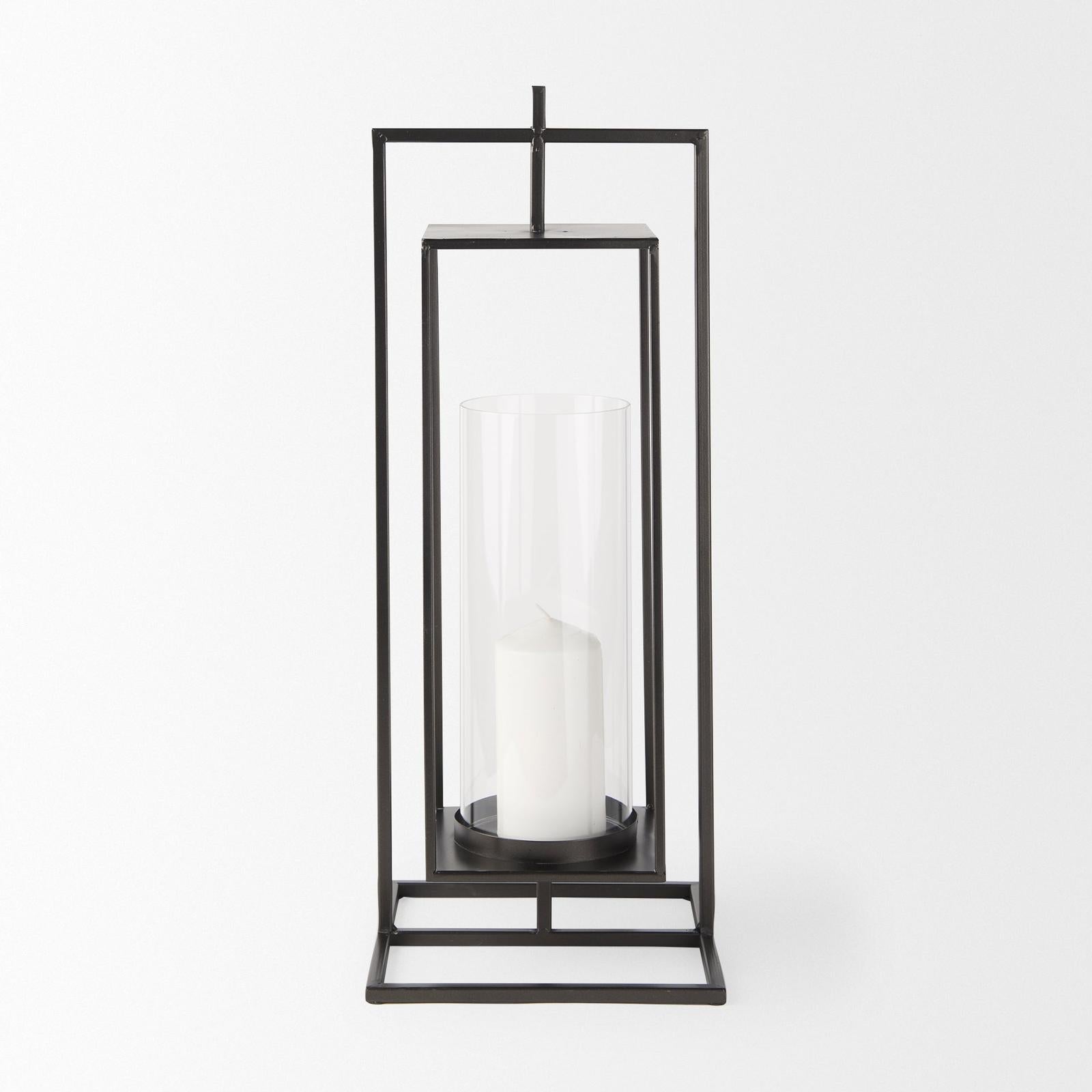 Mercana Albus I Large Black Metal Rectangular Table Candle Holder
