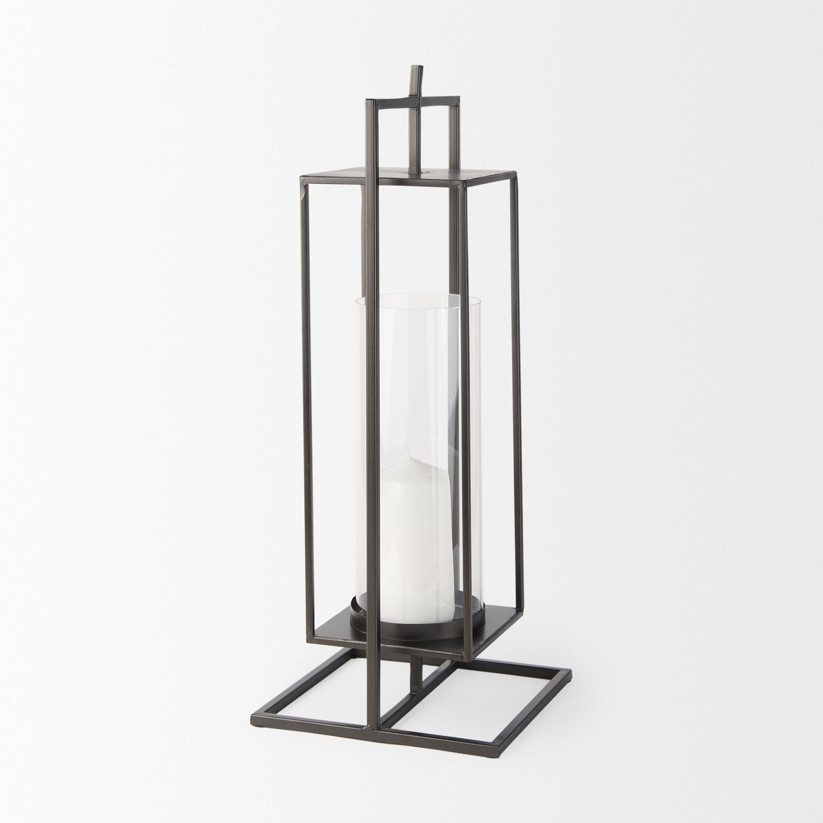 Mercana Albus I Large Black Metal Rectangular Table Candle Holder