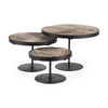 Mercana Lorenz Light Brown Wood W/ Black Metal Base Round Decorative Display Stands-Set of 3