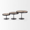 Mercana Lorenz Light Brown Wood W/ Black Metal Base Round Decorative Display Stands-Set of 3