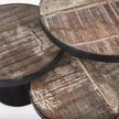 Mercana Lorenz Light Brown Wood W/ Black Metal Base Round Decorative Display Stands-Set of 3