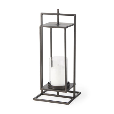 Mercana Albus II Small Black Metal Rectangular Table Candle Holder