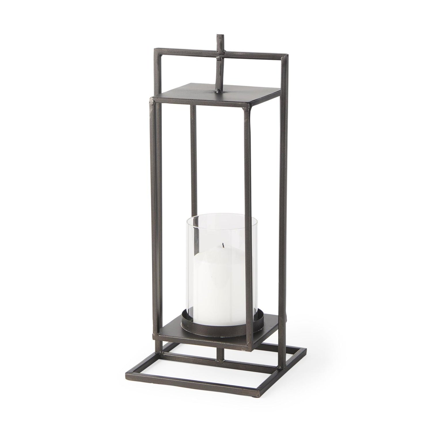 Mercana Albus II Small Black Metal Rectangular Table Candle Holder Clearance
