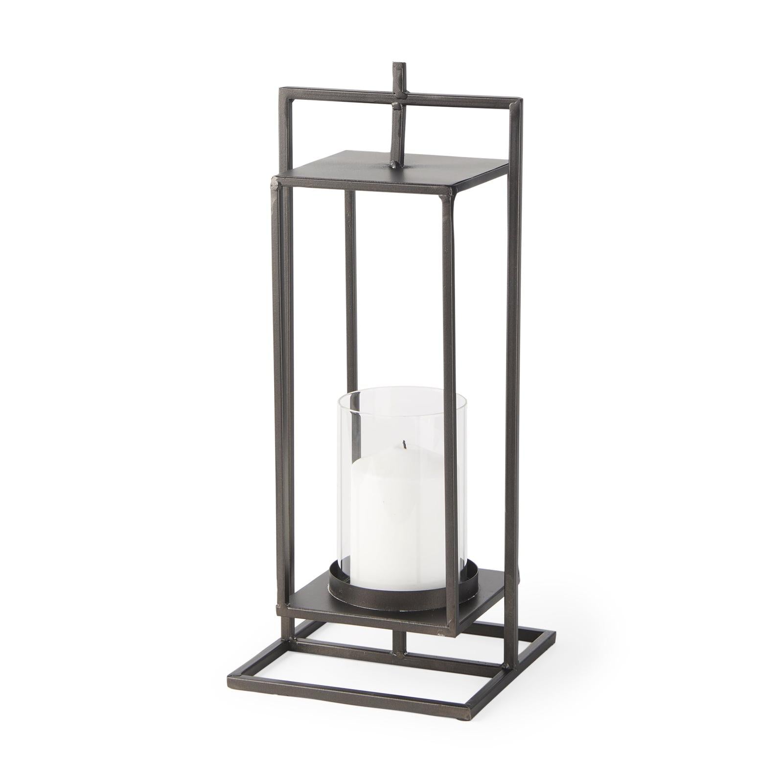 Mercana Albus II Small Black Metal Rectangular Table Candle Holder Clearance