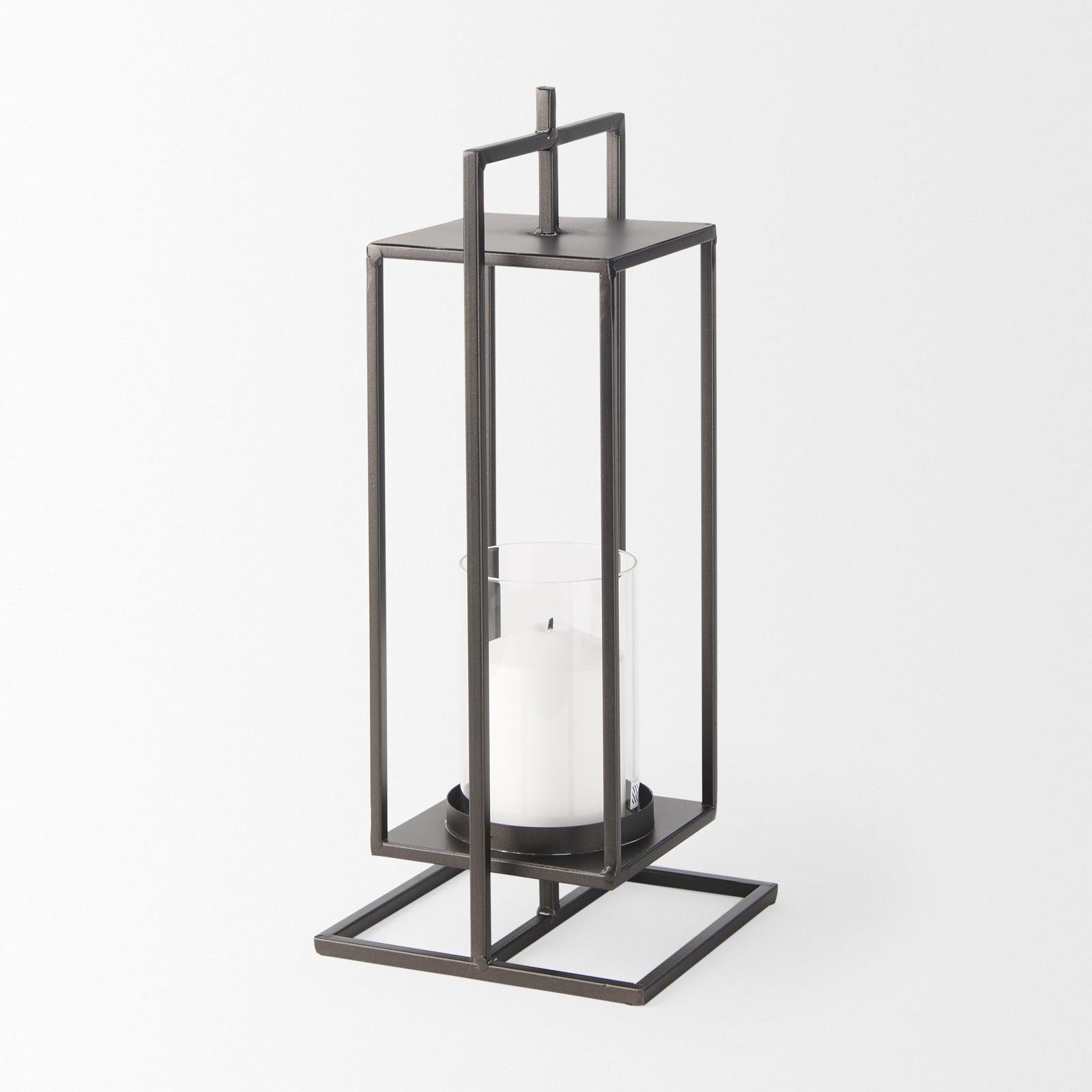 Mercana Albus II Small Black Metal Rectangular Table Candle Holder Clearance