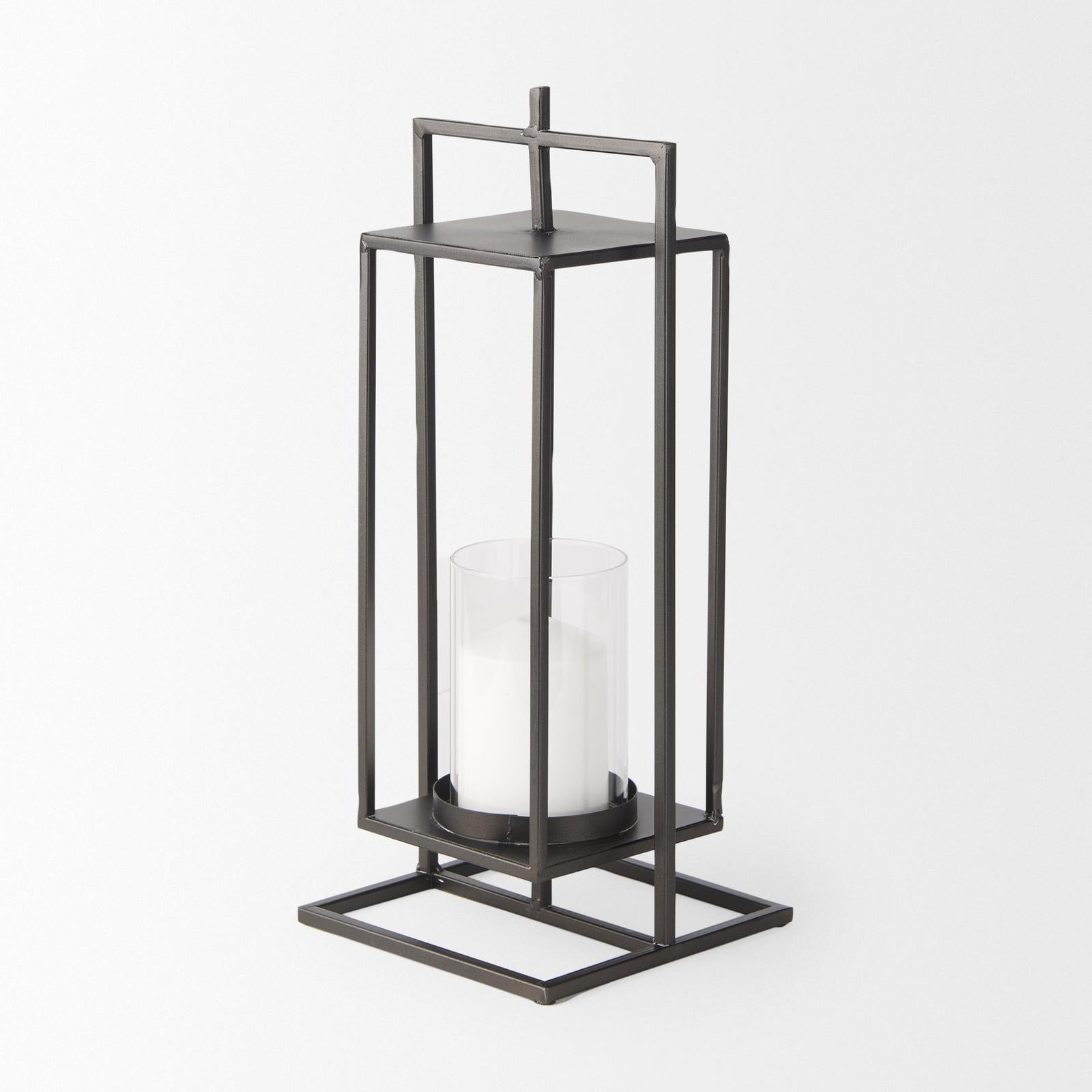 Mercana Albus II Small Black Metal Rectangular Table Candle Holder Clearance