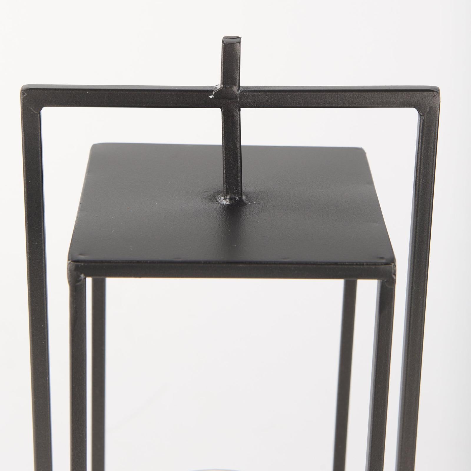 Mercana Albus II Small Black Metal Rectangular Table Candle Holder Clearance