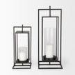 Mercana Albus II Small Black Metal Rectangular Table Candle Holder Clearance