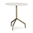 Mercana Serre Marble Top 3 Prong Metal Base End Table