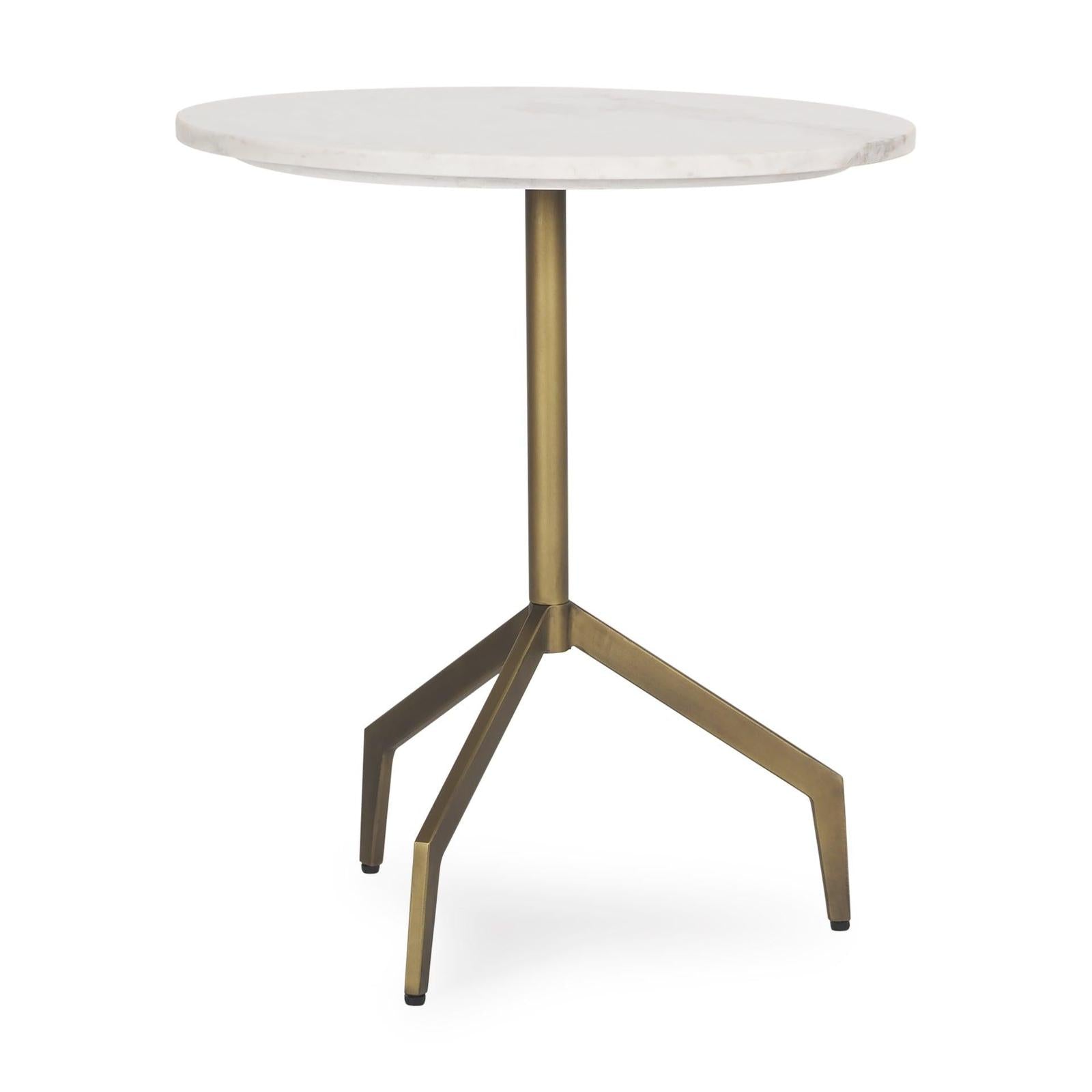 Mercana Serre Marble Top 3 Prong Metal Base End Table