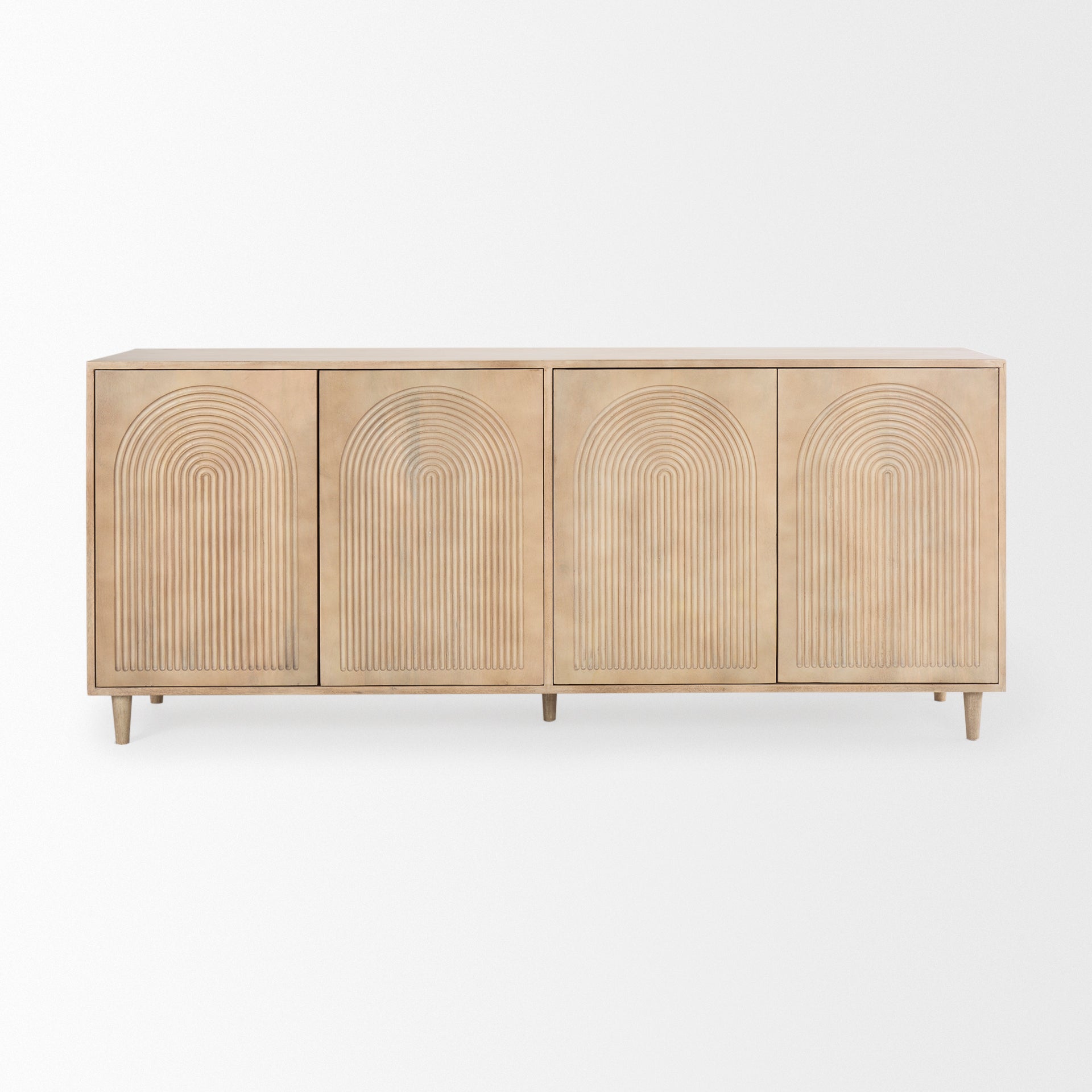 Mercana Tucker Wood w/ Carved Arch Pattern 4 Door Sideboard