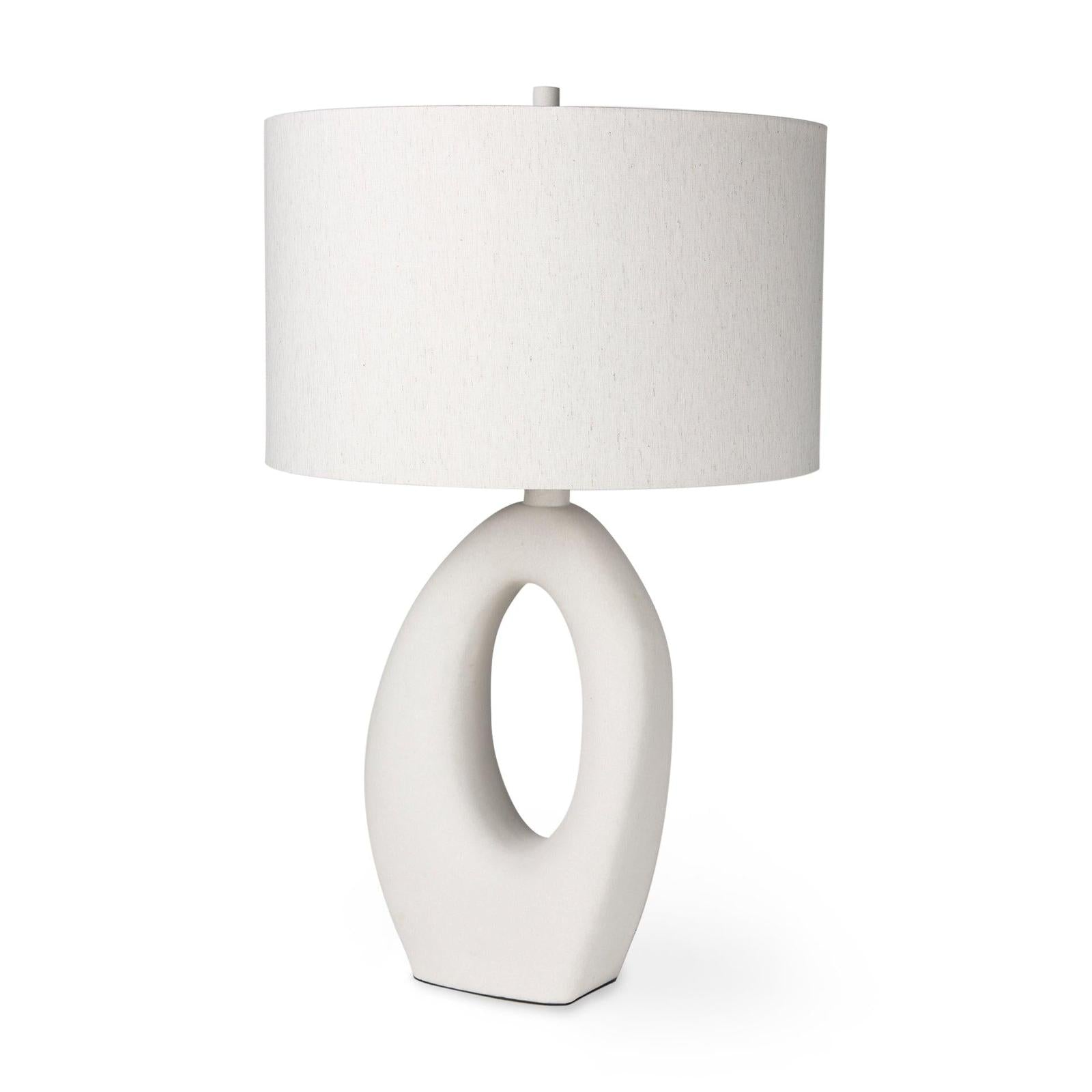 Mercana Tao Cream Base W/White Shade Table Lamp Clearance