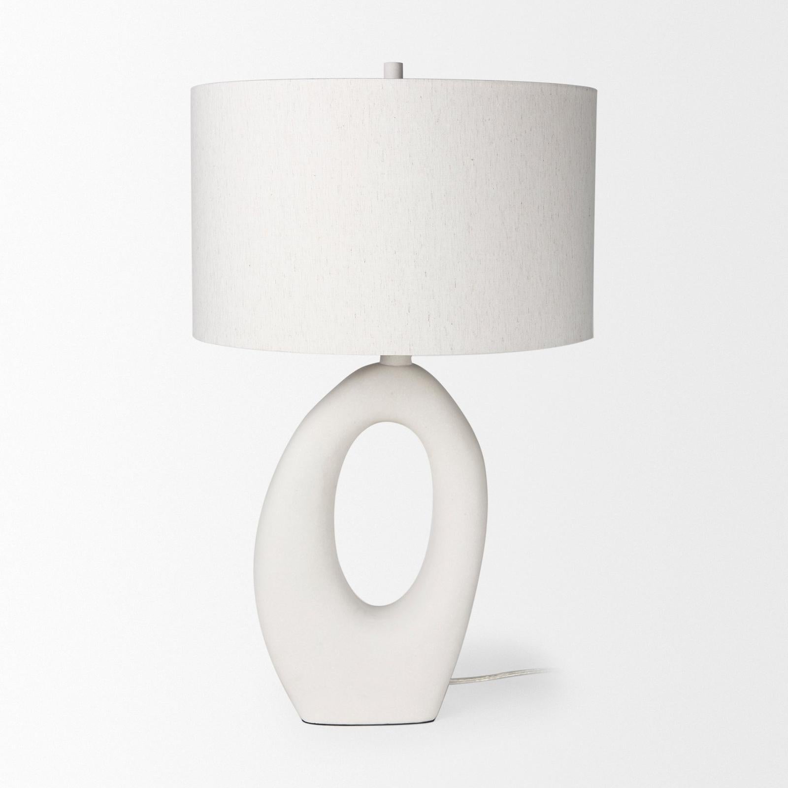 Mercana Tao Cream Base W/White Shade Table Lamp Clearance
