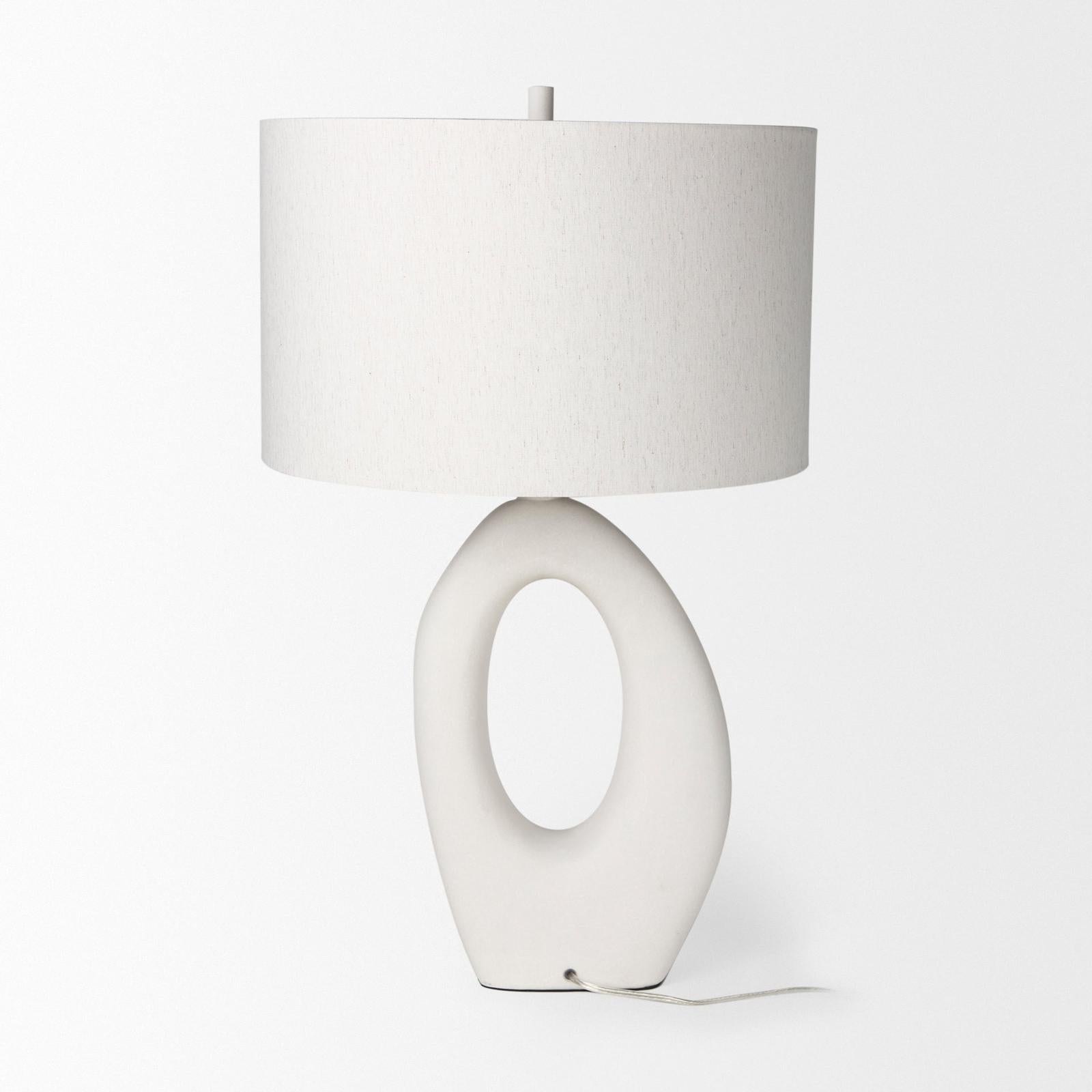 Mercana Tao Cream Base W/White Shade Table Lamp Clearance