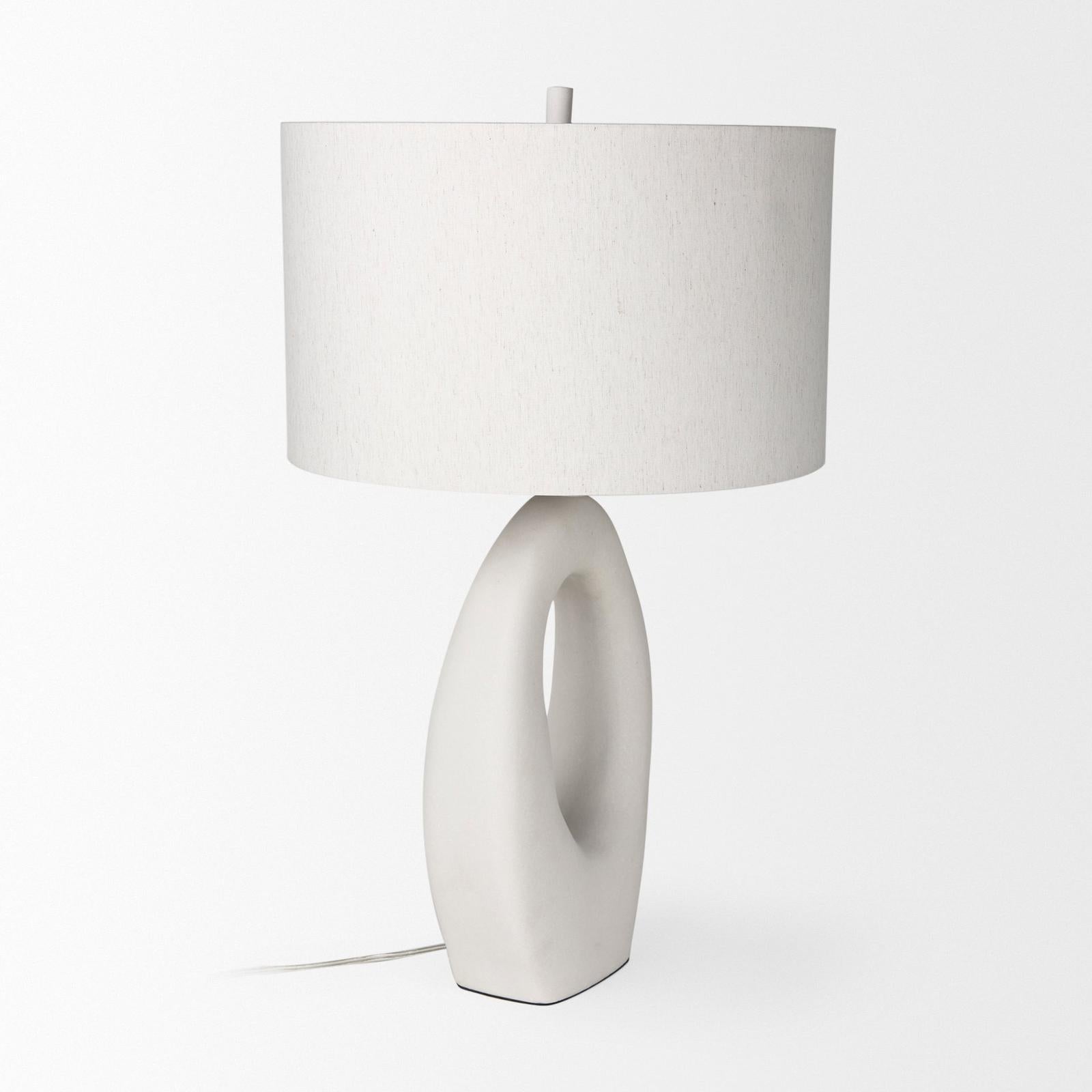 Mercana Tao Cream Base W/White Shade Table Lamp Clearance